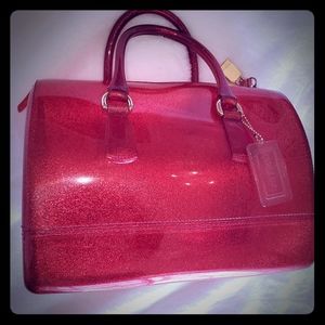 Red candy apple Furla satchel